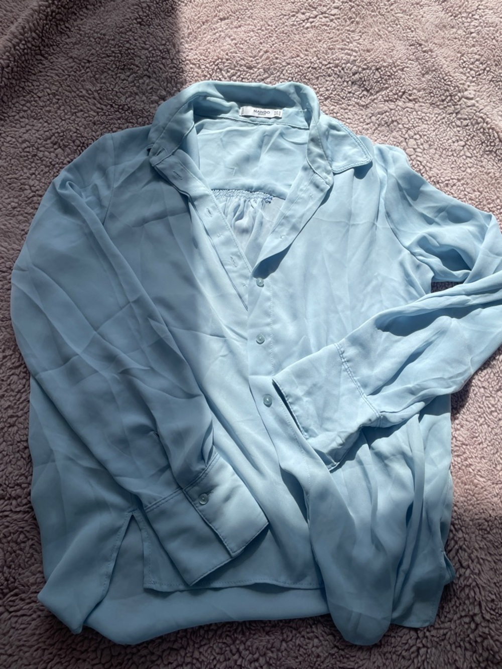 Mango Light Blue Women's Button-Down Blouse